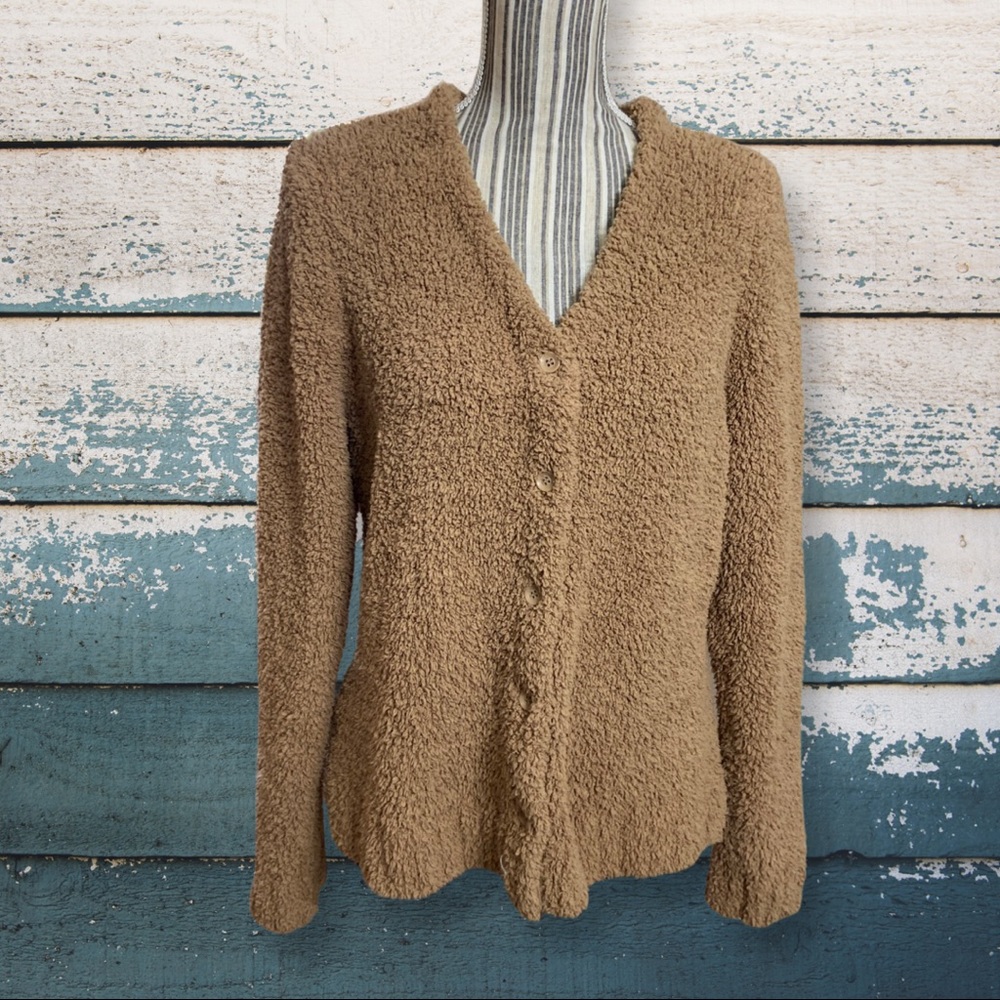 First Issue Liz Claiborne Sport Teddy Bear Cardigan Size L Cozy Comfy